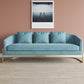 Blue Tuxedo Arm Sofa Contemporary Velvet Sofa with Metal Frame