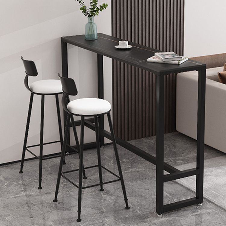 Black Glam Style Bar Table in Iron Top and Faux Marble Milk Tea Shop Bar Table Clearhalo 'Bar Furniture' 'Bar Tables' 'bar_tables' 'furn' 'furn_bar_tables' 'Furniture' 'furniture_bar_tables' 'Kitchen & Dining Furniture' 1200x1200_2f91f935-e44d-4a67-b023-00709b76ed5b