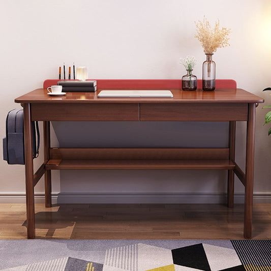Bureau d'écriture en bois massif Home Bureau de bureau rectangulaire avec étagère, 29,5 "de haut