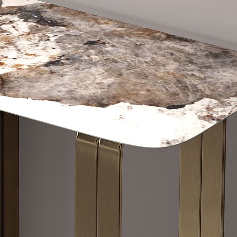 Rectangle Shape Contemporary Console Table Stone Sofa Table in Gold for Hall Clearhalo 'Console Tables' 'console_tables' 'Entry & Mudroom Furniture' 'furn' 'furn_console_tables' 'Furniture' 1200x1200_2f9251d8-08fa-4f3a-884b-720e52cc9583