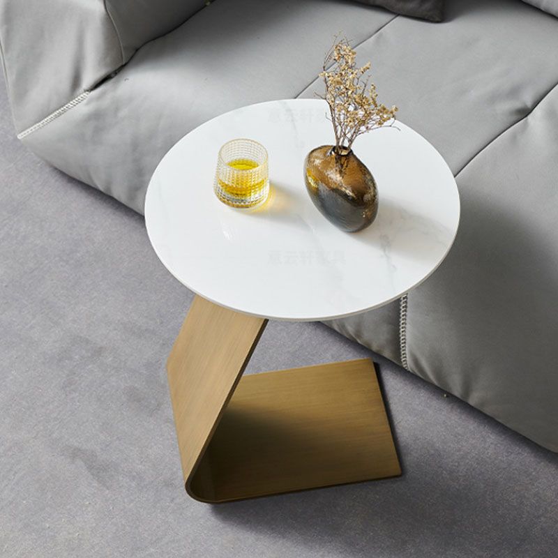 Modern Round Coffee Table Pedestal Slate Coffee Table in White Clearhalo 'Coffee & Accent Tables' 'Coffee Tables' 'coffee_tables' 'furn' 'furn_coffee_tables' 'Furniture' 'furniture_coffee_tables' 'Living Room Furniture' 1200x1200_2f94a18f-f659-4a52-9bba-2b47cd786566