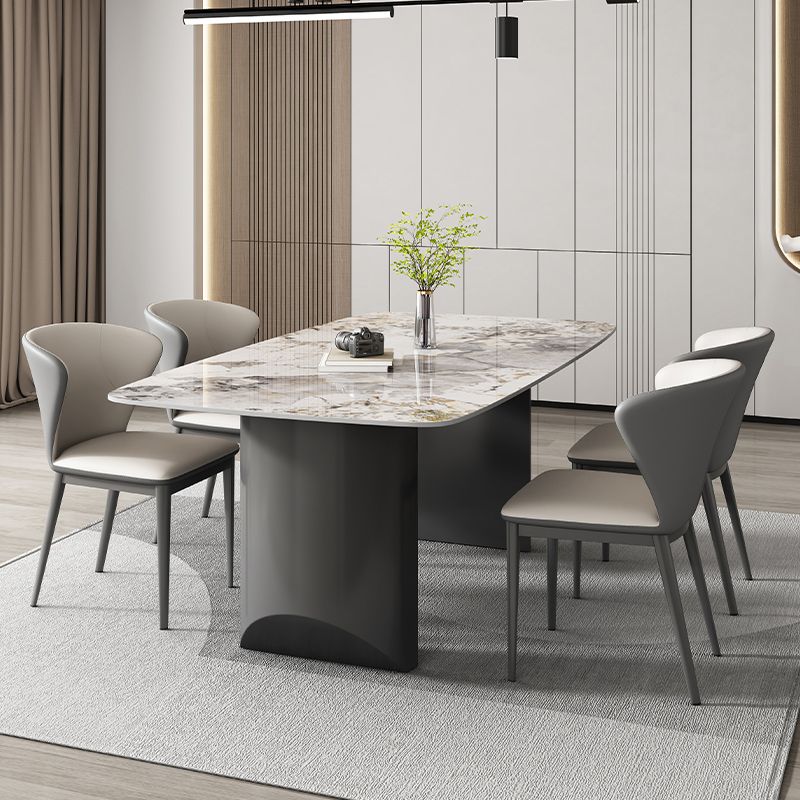 Industrial Sintered Stone Top Table Rectangle Table with Double Pedestal Clearhalo 'Dining Tables & Seating' 'Dining Tables' 'dining_table' 'furn' 'furn_dining_table' 'Furniture' 'Kitchen & Dining Furniture' 1200x1200_2f94d5c1-6189-466e-b29b-4226c900c6e4