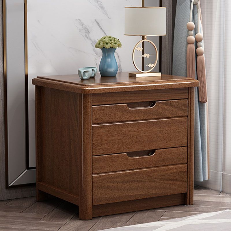 Solid Wood Bed Nightstand Traditional Night Table with 2 Drawers