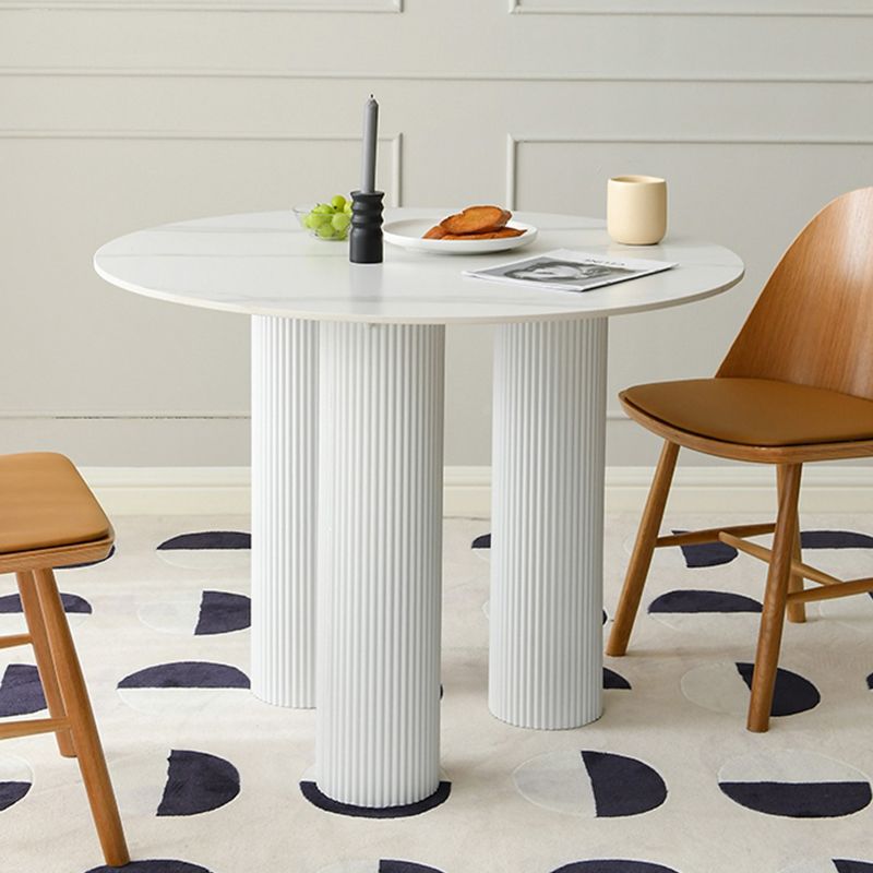 Round Standard Height Dining Table Modern Stone and Metal White Dinette Table Clearhalo 'Dining Tables & Seating' 'Dining Tables' 'dining_table' 'furn' 'furn_dining_table' 'Furniture' 'furniture_dining_table' 'Kitchen & Dining Furniture' 1200x1200_2f99d18f-a541-46da-b9b8-52f398a70098
