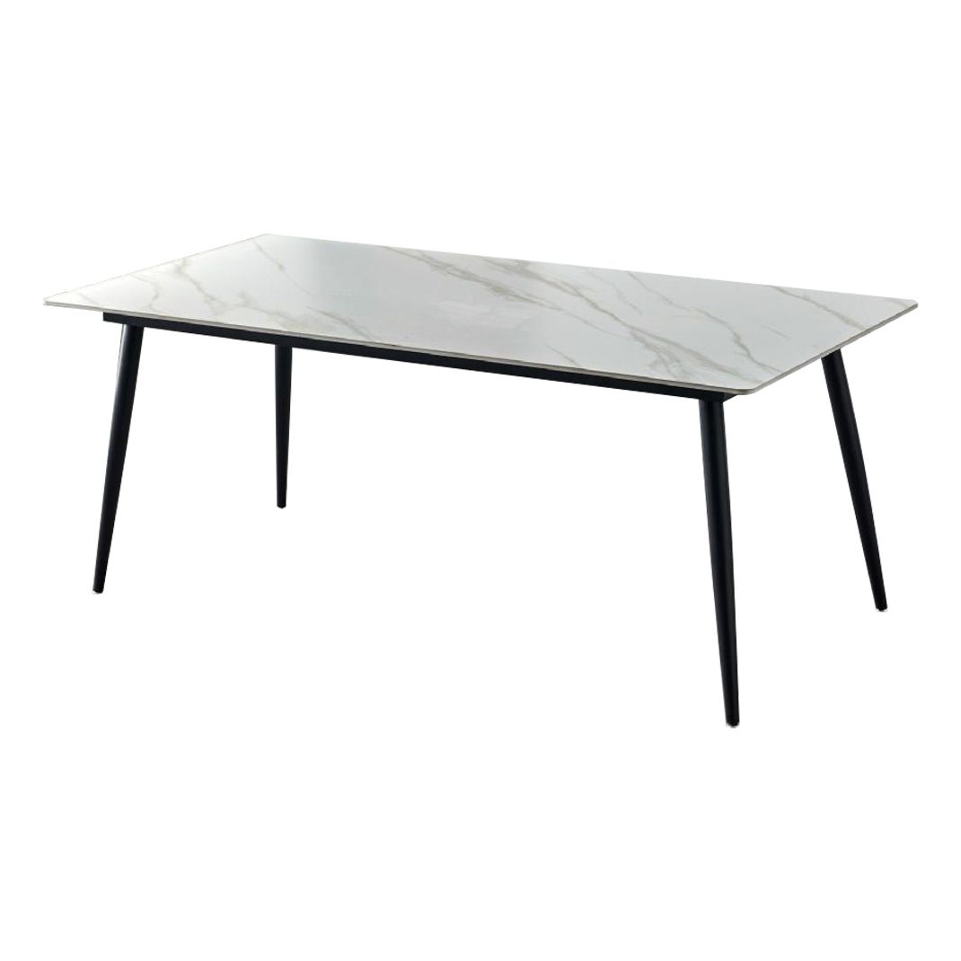 Stone Top Dining Table Traditional Luxury Table with 4 Black Legs Clearhalo 'Dining Tables & Seating' 'Dining Tables' 'dining_table' 'furn' 'furn_dining_table' 'Furniture' 'furniture_dining_table' 'Kitchen & Dining Furniture' 'kitchen' 'kitchen_dining_table' 1200x1200_2f99f463-a193-4ce0-ad61-d206c1a460c6