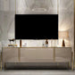 Moderner Glam -TV -Stand, geschlossene Speicher -TV -Konsole in Schwarz/ Gold