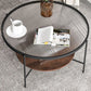 Contemporary 4 Legs Glass Top with Storage Shelf Round Single Coffee Table Clearhalo 'Coffee & Accent Tables' 'Coffee Tables' 'coffee_tables' 'furn' 'furn_coffee_tables' 'Furniture' 'Living Room Furniture' 1200x1200_2f9c46e8-3e0f-4edc-b95b-655ec1abd6ac