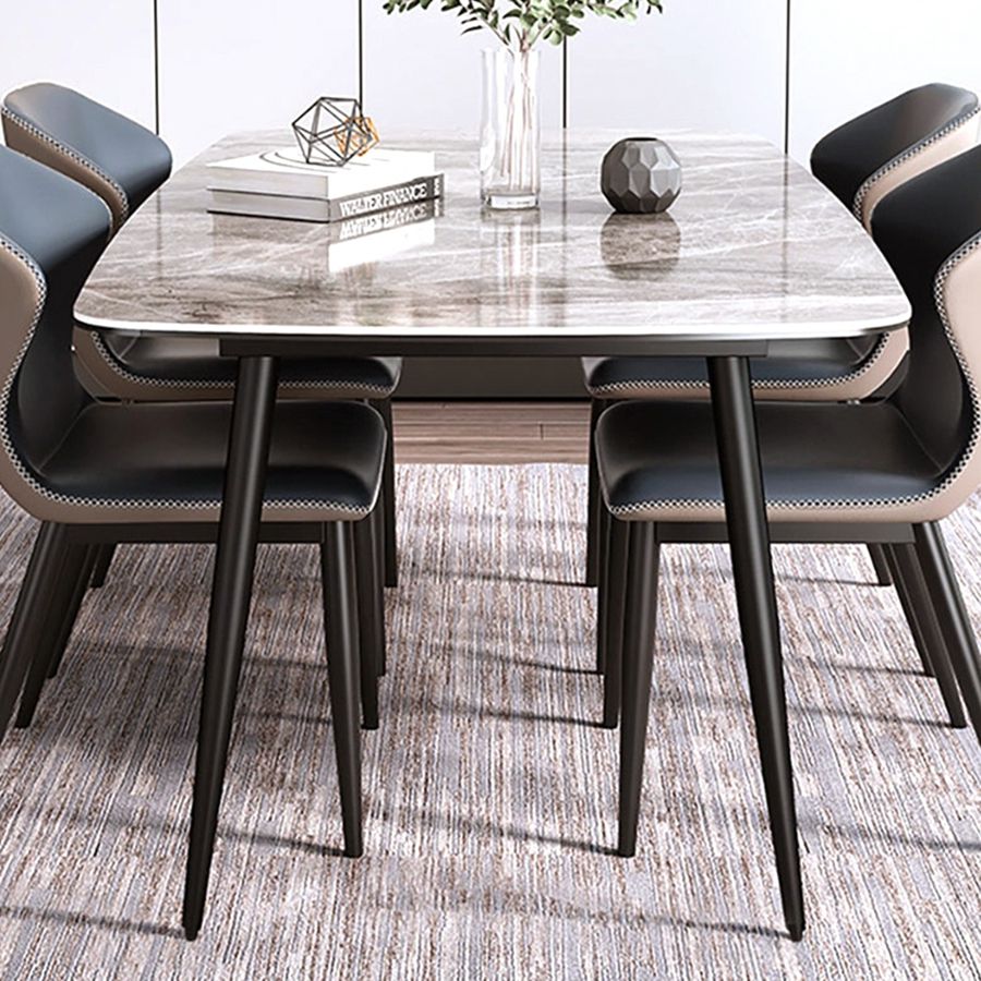 Industrial Sintered Stone Dining Table 4 Legs Carbon Steel Base Rectangle Table for Home Clearhalo ' dining_table' 'Dining Tables & Seating' 'Dining Tables' 'furn' 'furn_dining_table' 'Furniture' 'furniture_dining_table' 'Kitchen & Dining Furniture' 'kitchen&dining_furn' 'kitchen' 'kitchen_dining_table' 1200x1200_2f9cf335-9b37-487a-8b1b-6bbb7a69d075
