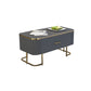 Eigentijdse salontafel met opberglade en gouden framebasis