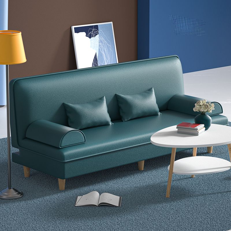 Modern Cotton-Blend/Faux Leather Convertible Sofa 33"H Armless Sofa for Living Room Clearhalo 'furn' 'furn_sofas' 'Furniture' 'furniture_sofas' 'Living Room Furniture' 'Sofa' 'sofas' 1200x1200_2fa0375c-da4b-4a60-a380-2dd94815b5be