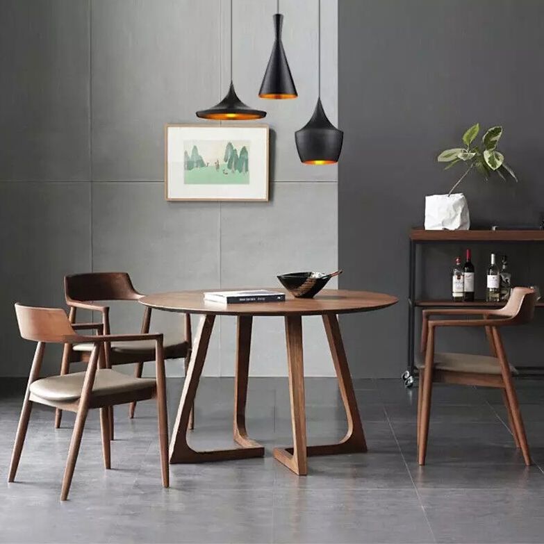 Modern Solid Wood Dining Room Collection Double Pedestal Dining Table in Walnut Clearhalo 'Dining Tables & Seating' 'Dining Tables' 'dining_table' 'furn' 'furn_dining_table' 'Furniture' 'Kitchen & Dining Furniture' 1200x1200_2fa16c0a-3b21-4825-a688-cc4620979cd3