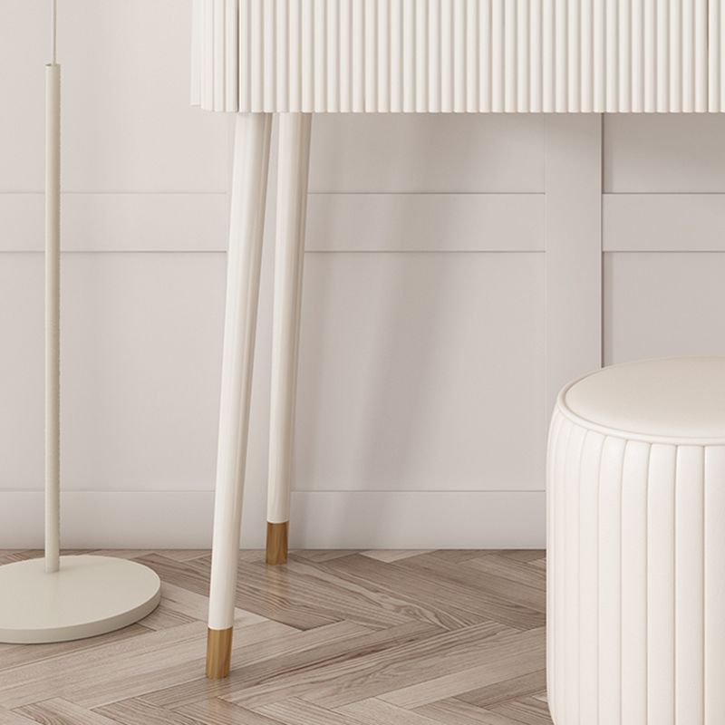 Glam White Vanity Dressing Table Slate Top Makeup Vanity Desk