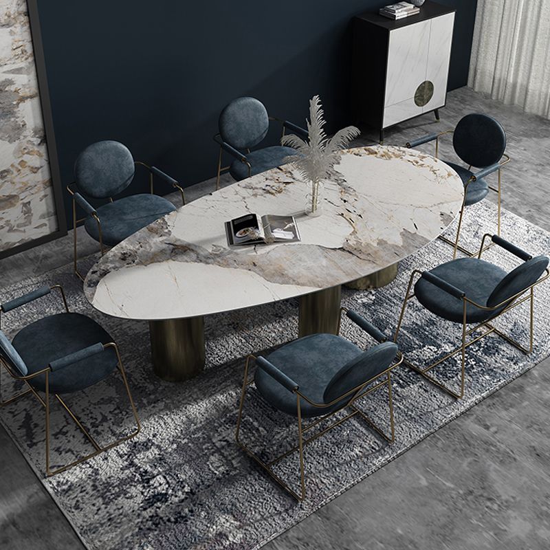 Traditional Luxury Oval Dining Table Sintered Stone Dining Table with 3 Legs Clearhalo ' dining_table' 'Dining Tables & Seating' 'Dining Tables' 'furn' 'furn_dining_table' 'Furniture' 'furniture_dining_table' 'Kitchen & Dining Furniture' 'kitchen&dining_furn' 'kitchen' 'kitchen_dining_table' 1200x1200_2fa33814-1fcb-432a-a264-c6482bd212ad
