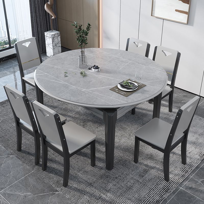 Contemporary Dining Round Table Sintered Stone Table with Wood Legs for Home Clearhalo 'Dining Tables & Seating' 'Dining Tables' 'dining_table' 'furn' 'furn_dining_table' 'Furniture' 'Kitchen & Dining Furniture' 1200x1200_2fa367f4-ae8e-4fa3-af8e-13a8f44456ae