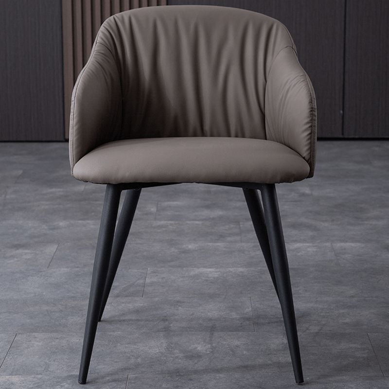 Industriële faux lederen eetkamerstoel gestoffeerde tankstoel met metalen benen