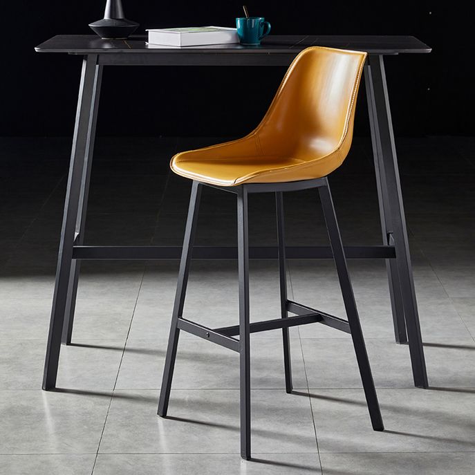 Faux Leather Counter Stool Modern Style Low Back Barstool with Metal Legs Clearhalo 'Bar Furniture' 'Bar Stools' 'bar_stools' 'furn' 'furn_bar_stools' 'Furniture' 'Kitchen & Dining Furniture' 1200x1200_2fa55900-20a5-46fb-af3e-c57a2866514a
