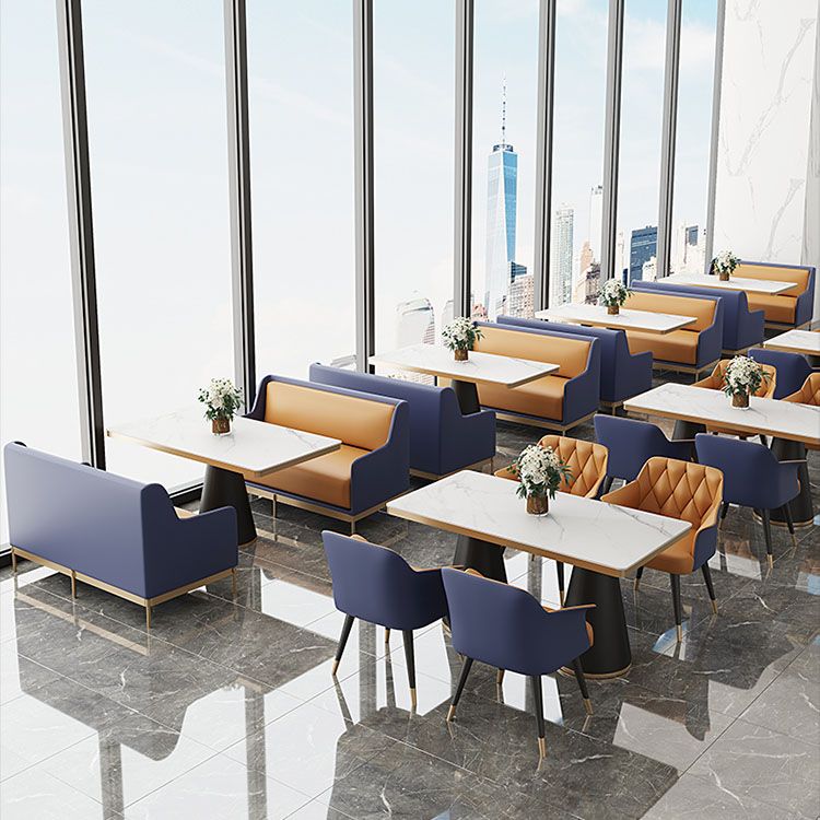 Sillas de comedor de cuero de faux glamoroso sillas de metal para uso de restaurantes