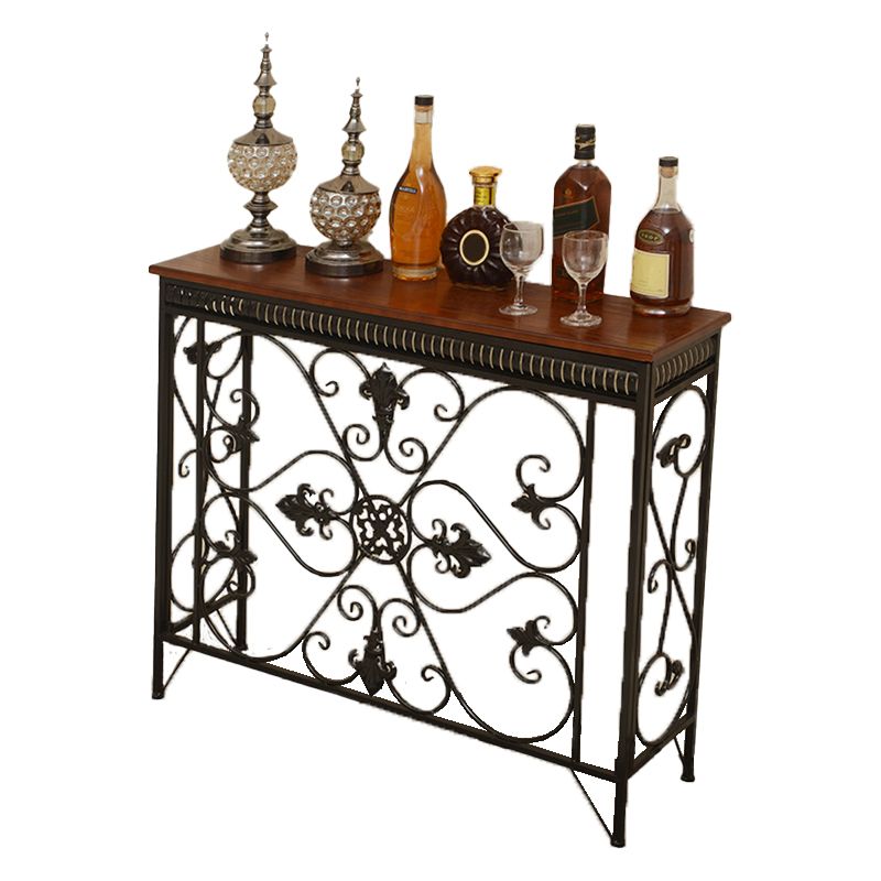 フランスの田舎の木製フレームコンソールテーブルホールダークブラウン＆ホワイトソファテーブルの長方形