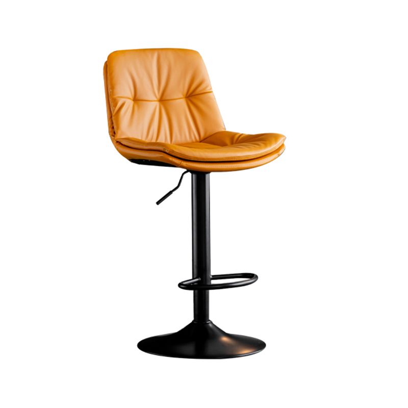 Industrial Metal Barstool Faux Leather Counter Stool With Chrome Base