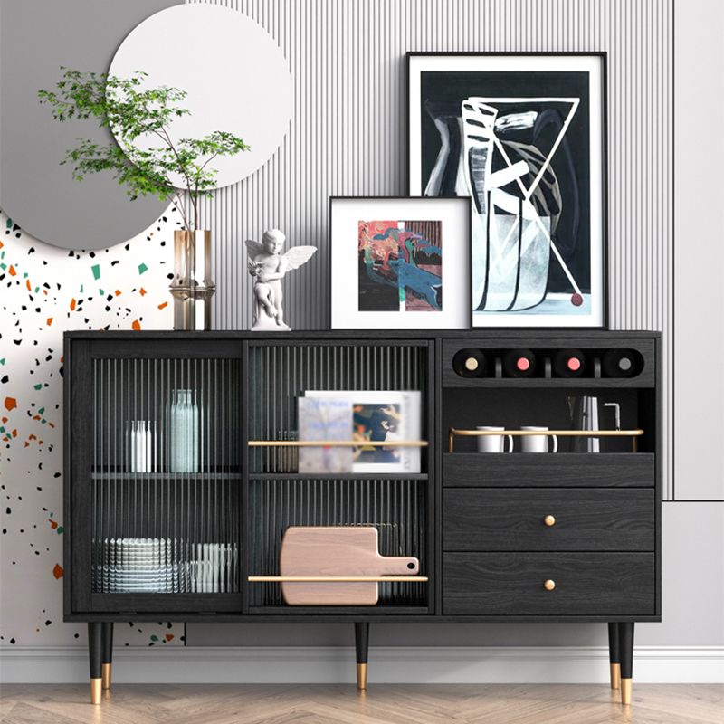 2-Drawer Engineered Wood Sideboard Glam Glass Sliding Doors Credenza with Stone Countertop Clearhalo 'buffet_sideboard' 'Buffets & Sideboards' 'furn' 'furn_buffet_sideboard' 'Furniture' 'furniture_buffet_sideboard' 'Kitchen & Dining Furniture' 1200x1200_2fabb955-de06-49f8-a31c-b14364faf8c7