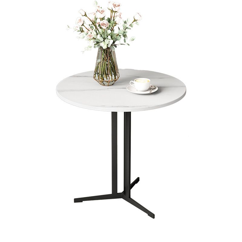 Cross Table Iron Base Design Rock Slab White/black Material Round Table Top Side Table Clearhalo 'Coffee & Accent Tables' 'End & Side Tables' 'end_side_tables' 'furn' 'furn_end_side_tables' 'Furniture' 'Living Room Furniture' 1200x1200_2fb13dc2-da3d-452b-a003-26f6fae4d8ac
