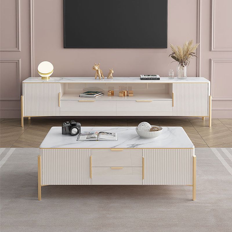 Glam Stone Stand Console Drawers Included Media Console with Legs Clearhalo 'furn' 'furn_tv_stands_entertainment_centers' 'Furniture' 'Living Room Furniture' 'TV Stands & Entertainment Centers' 'TV Stands & Media Storage Furniture' 'tv_stands_entertainment_centers' 1200x1200_2fb47206-8777-4066-8238-97febc2f632b
