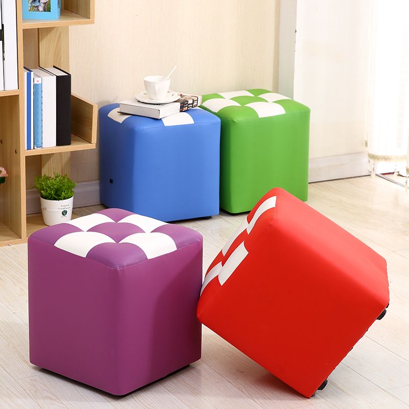 Purple Modern Pouf Leather Check Print Pouf for Drawing Room Clearhalo 'furn' 'furn_ottomans_poufs' 'Furniture' 'Living Room Furniture' 'Ottomans & Poufs' 'ottomans_poufs' 1200x1200_2fb5528e-0367-4c3e-bb5b-27320796ba5a