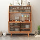 Servidor buffet de madera sólida de pino con puertas de vidrio servidor comedor moderno