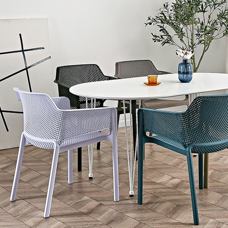 Designer Style Arm Chair Plastic Cross Back Side Chair for Restaurant Clearhalo 'Dining Chairs' 'Dining Tables & Seating' 'dining_chair' 'furn' 'furn_dining_chair' 'Furniture' 'Kitchen & Dining Furniture' 1200x1200_2fb5f969-c31f-4079-9226-0e5d52d01536