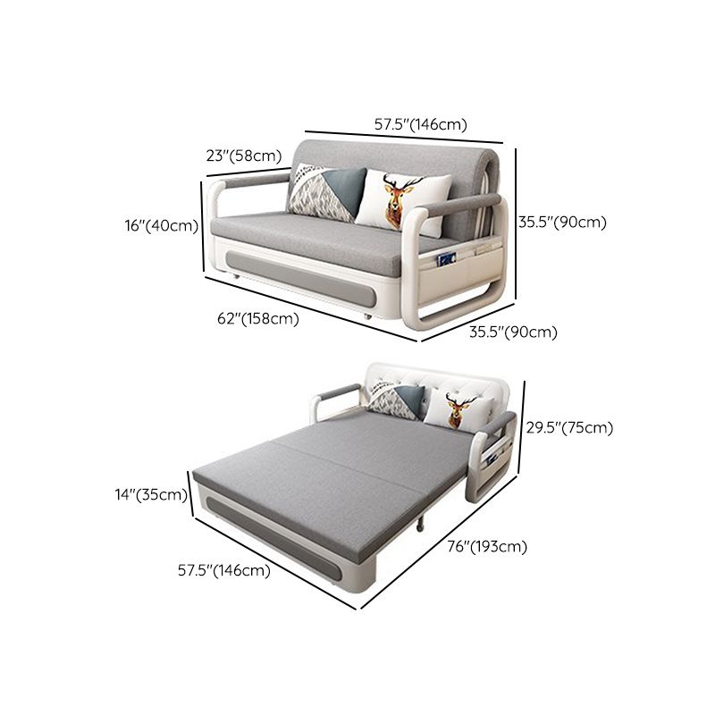 現代的な35.43 "Hコットンブレンドスクエアアームソファベッド用リビングルーム