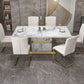 Luxury Sintered Stone Top Table Rectangle Table with Gold Pedestal Clearhalo 'Dining Tables & Seating' 'Dining Tables' 'dining_table' 'furn' 'furn_dining_table' 'Furniture' 'Kitchen & Dining Furniture' 1200x1200_2fb88e45-5fd9-48f5-be8e-8434f17fd93e