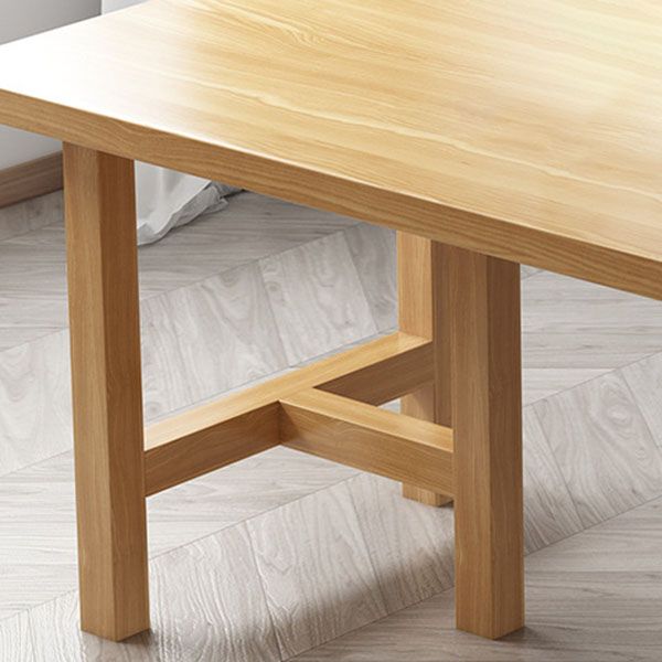 Mesa de comedor rectangular contemporánea de madera de pino mesa de madera con base de pedestal doble