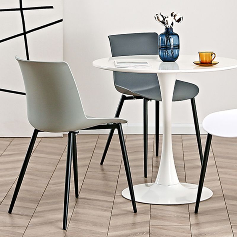 Nordic Solid Back Side Chair Plastic Indoor Arm Chair with Metal Base for Restaurant Clearhalo 'Dining Chairs' 'Dining Tables & Seating' 'dining_chair' 'furn' 'furn_dining_chair' 'Furniture' 'Kitchen & Dining Furniture' 1200x1200_2fbbec50-1e71-46e9-9129-bacb7491541f