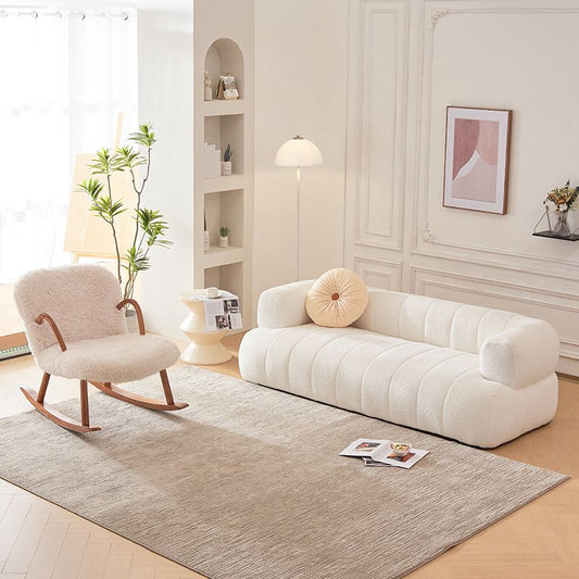 Recessed Arm Wool Sofa Scandinavian 23.6" High Sofa with Pillows