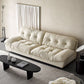 Contemporary Armless Settee Tufted Split-Back White Velvet Sofa