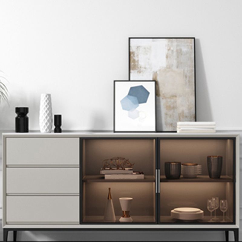 Contemporary Stone Top Sideboard 3 Drawers 2 Doors Sideboard for Living Room Clearhalo 'buffet_sideboard' 'Buffets & Sideboards' 'furn' 'furn_buffet_sideboard' 'Furniture' 'Kitchen & Dining Furniture' 1200x1200_2fc00ca2-4904-4f7d-be0e-4e054e49594c