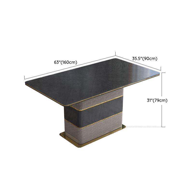 Tavolo da pranzo rettangolare Piano moderno in legno con base in metallo