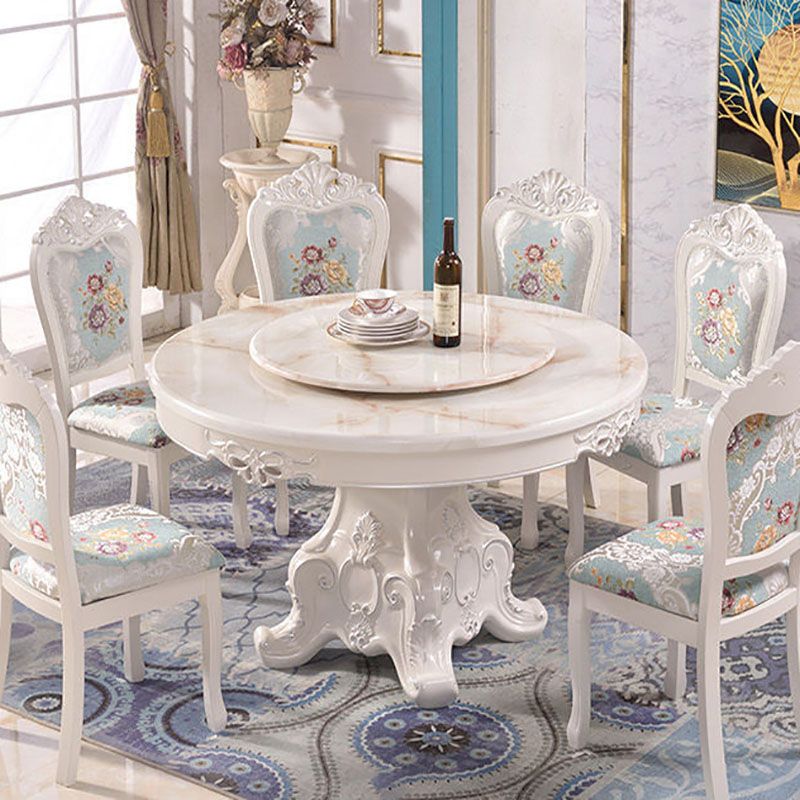 Stone Top Dining Table Round Table with Pedestal Base in White Clearhalo 'Dining Tables & Seating' 'Dining Tables' 'dining_table' 'furn' 'furn_dining_table' 'Furniture' 'Kitchen & Dining Furniture' 1200x1200_2fc44a20-f1ce-48a8-9213-f1c7a65c4786