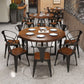 Mesa redonda de comedor moderna, mesa de madera con patas de metal para el hogar