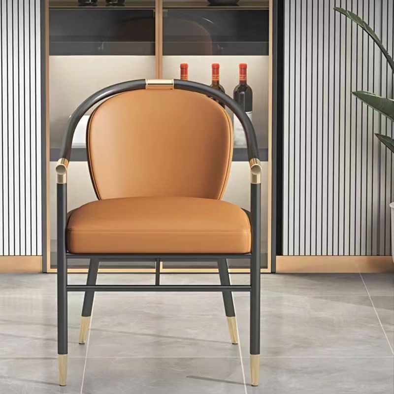Glam Faux Leather Dining Chairs Metal Arm Dining Chairs for Restaurant Use