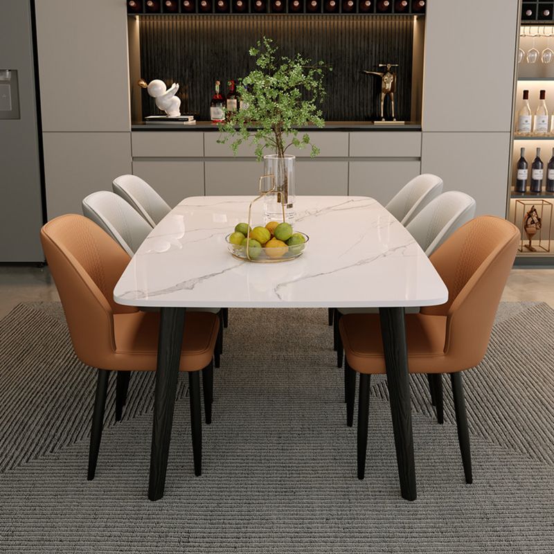 Rectangular Dining Room Table Stone Tabletop with Solid Wood Legs Clearhalo 'Dining Tables & Seating' 'Dining Tables' 'dining_table' 'furn' 'furn_dining_table' 'Furniture' 'Kitchen & Dining Furniture' 1200x1200_2fc95cea-aa7a-4327-8980-b3e9741382f7