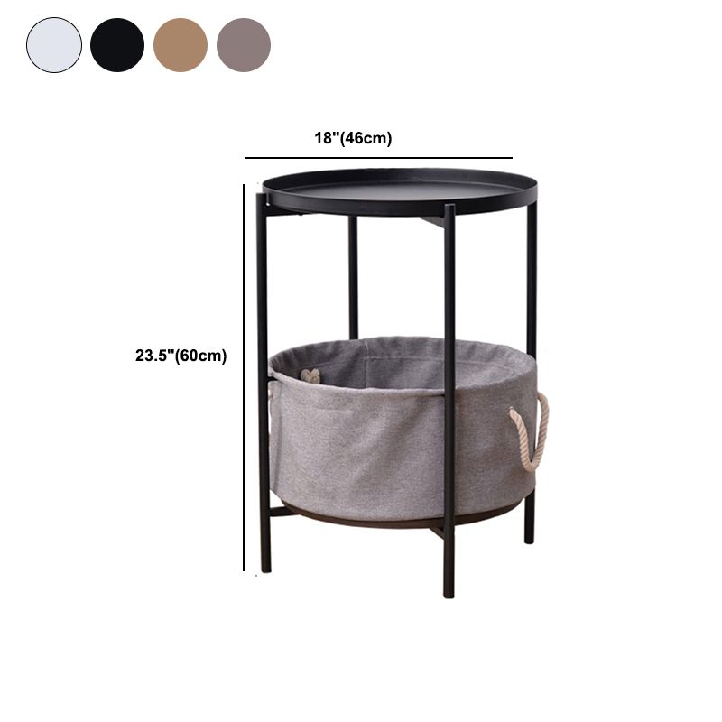 Mid-Century 4 Legs End Table Round Side End Table with Storage