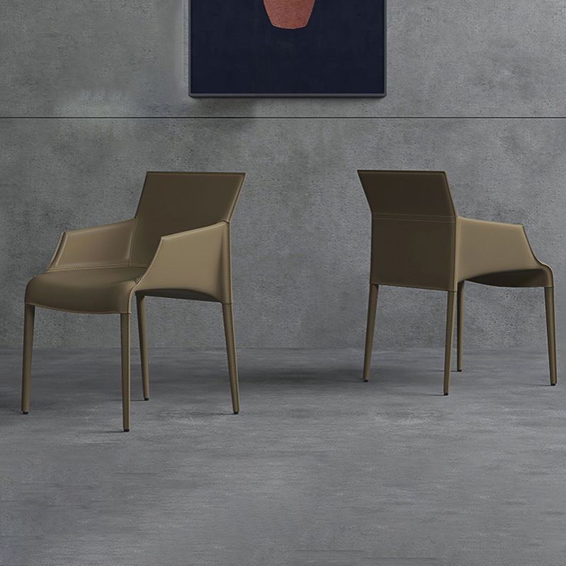 Modern Indoor-Outdoor Metal Chair Dining Room Solid Back Chair with Arm Clearhalo ' kitchen&dining_furn' 'Dining Chairs' 'Dining Tables & Seating' 'dining_chair' 'furn' 'furn_dining_chair' 'Furniture' 'furniture_dining_chair' 'Kitchen & Dining Furniture' 'kitchen' 1200x1200_2fca921b-d90f-4767-82ae-bf0abaa7bf25