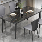 Minimalist Kitchen Rectangle Dining Table Sintered Stone Standard Dining Table with 4 Legs Base Clearhalo ' dining_table' 'Dining Tables & Seating' 'Dining Tables' 'furn' 'furn_dining_table' 'Furniture' 'furniture_dining_table' 'Kitchen & Dining Furniture' 'kitchen&dining_furn' 'kitchen' 'kitchen_dining_table' 1200x1200_2fcab5e5-0249-46be-b278-754f26cc3933