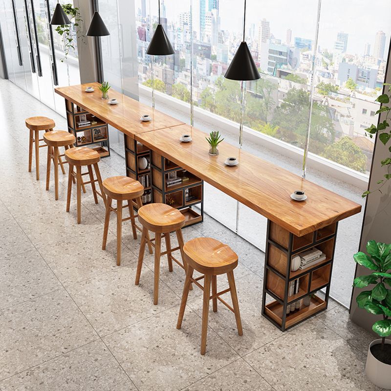 Modern Wood Bar Table Tulip Dining Table with Storage Shelves Clearhalo 'Bar Furniture' 'Bar Tables' 'bar_tables' 'furn' 'furn_bar_tables' 'Furniture' 'Kitchen & Dining Furniture' 1200x1200_2fcdeb46-ddfa-481f-8f63-798d1f00f855