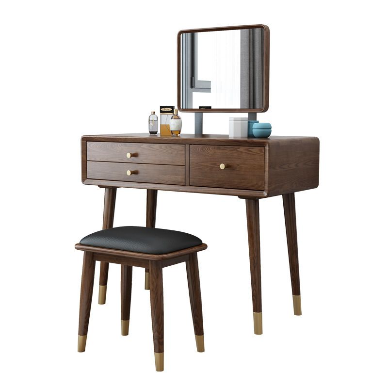 3-Drawer Vanity Makeup Table Set Traditional Mirrored Ash Vanity Clearhalo 'Bedroom Furniture' 'furn' 'furn_makeup_vanities' 'Furniture' 'Makeup Vanities' 'makeup_vanities' 1200x1200_2fcea5f0-f041-4c5b-a4aa-88985d5f69e4