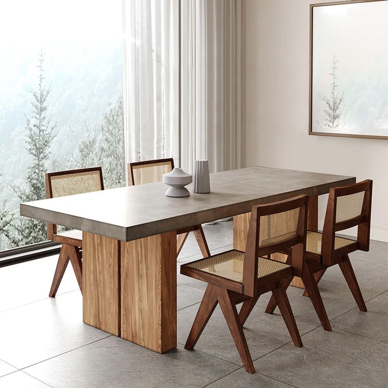 椅子付きの現代的なスタイルの長方形の堅実な木製ダイニングテーブル