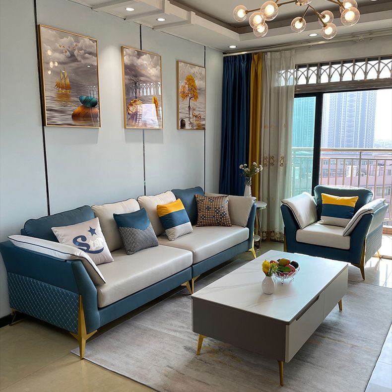 フェイクレザーモダン標準フレアアームステイン耐性セッピーソファ