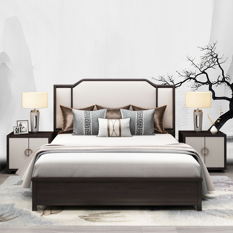 Mid-Century Modern Standard Bed Upholstered Headboard Ash Panel Bed