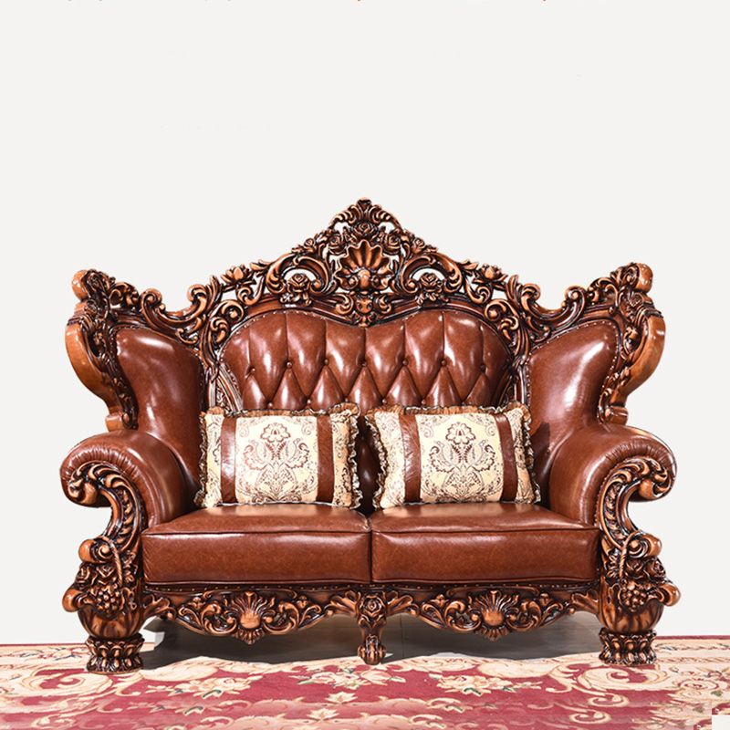 Canapé en cuir authentique marron cannet à dos de fraction de fraction